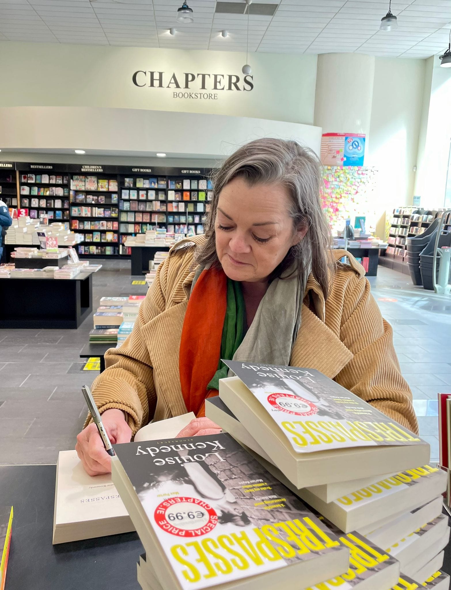 Louise Kennedy signing copies of Trespasses at Chapters Bookstore Dublin
