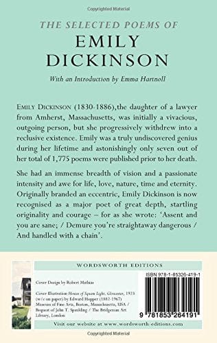 Dickinson, Emily & Hartnoll, Emma WORDSWORTH CLASSICS Emily Dickinson: The Selected Poems of Emily Dickinson (Wordsworth Poetry Library) [1994] paperback