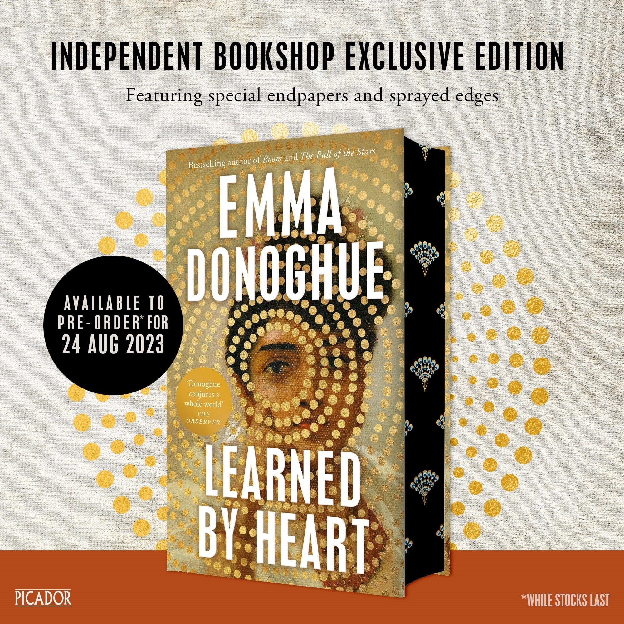 Donoghue, Emma PREORDER FICTION Learned By Heart Indie Bookshop Exclusive