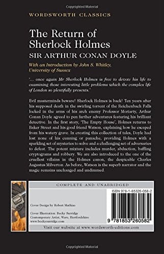 Doyle, Arthur Conan & Whitley, John S. (University Of Sussex) & Carabine, Dr Keith (University Of Kent A WORDSWORTH CLASSICS Sir Arthur Conan Doyle: The Return of Sherlock Holmes [1993] paperback