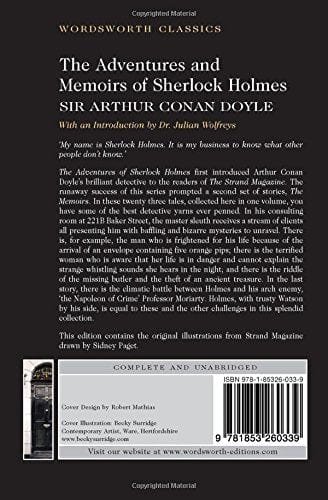 Doyle, Arthur Conan & Wolfreys, Dr Julian & Carabine, Dr Keith (University Of Kent A WORDSWORTH CLASSICS Sir Arthur Conan Doyle: The Adventures & Memoirs of Sherlock Holmes (Wordsworth Classics) [1992] paperback