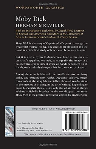 Melville, Herman & Herd, David (Lecturer In English And Ame & Carabine, Dr Keith (University Of Kent A WORDSWORTH CLASSICS Herman Melville: Moby Dick (Wordsworth Classics) [1992] paperback