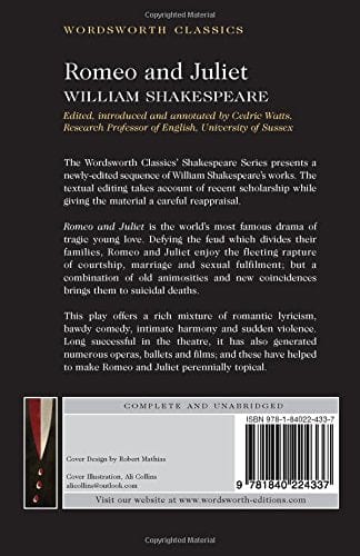 Shakespeare, William & Watts, Professor Cedric, M.A. Ph.D. (Eme & Carabine, Dr Keith (University Of Kent A WORDSWORTH CLASSICS William Shakespeare: Romeo and Juliet (Wordsworth Classics) [2000] paperback