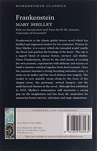 Shelley, Mary & Jansson, Dr Siv (University Of Greenwich & Carabine, Dr Keith (University Of Kent A WORDSWORTH CLASSICS Mary Shelley: Frankenstein (Wordsworth Classics) [1992] paperback